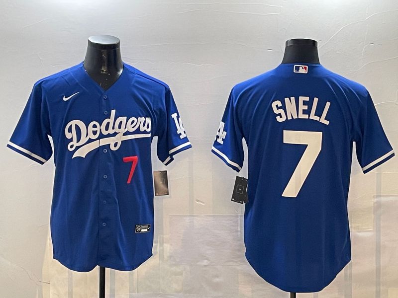 Men Los Angeles Dodgers #7 Snell Blue Game 2024 Nike MLB Jersey style 01152->los angeles dodgers->MLB Jersey